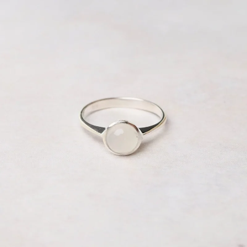 Sterling Silver Ring with 6mm Round Bezel Set Moonstone