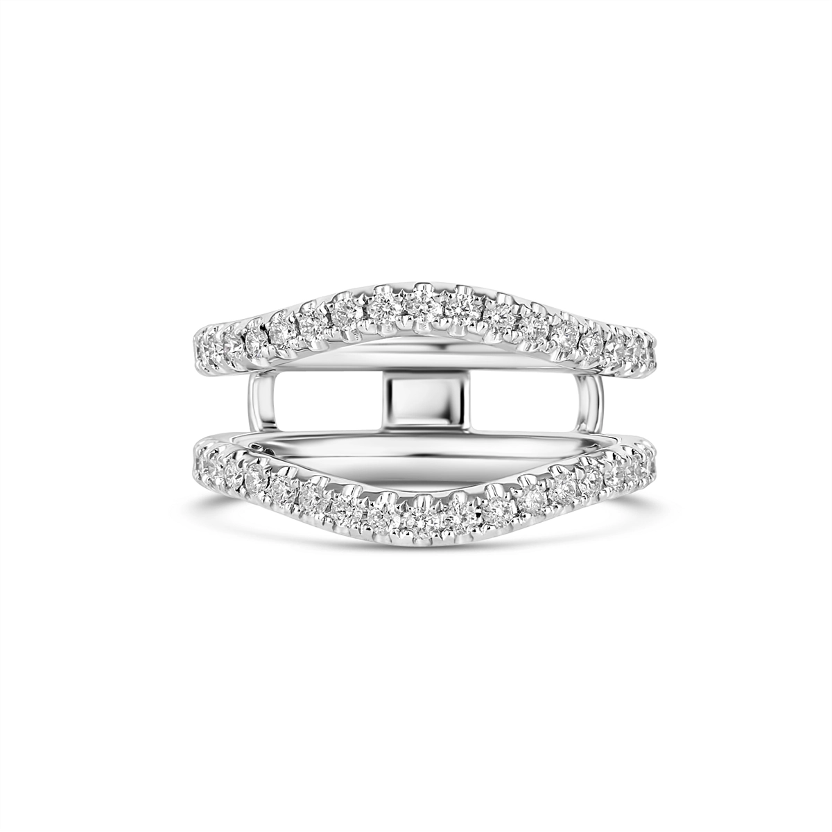 14K White Gold Diamond Ring Guard