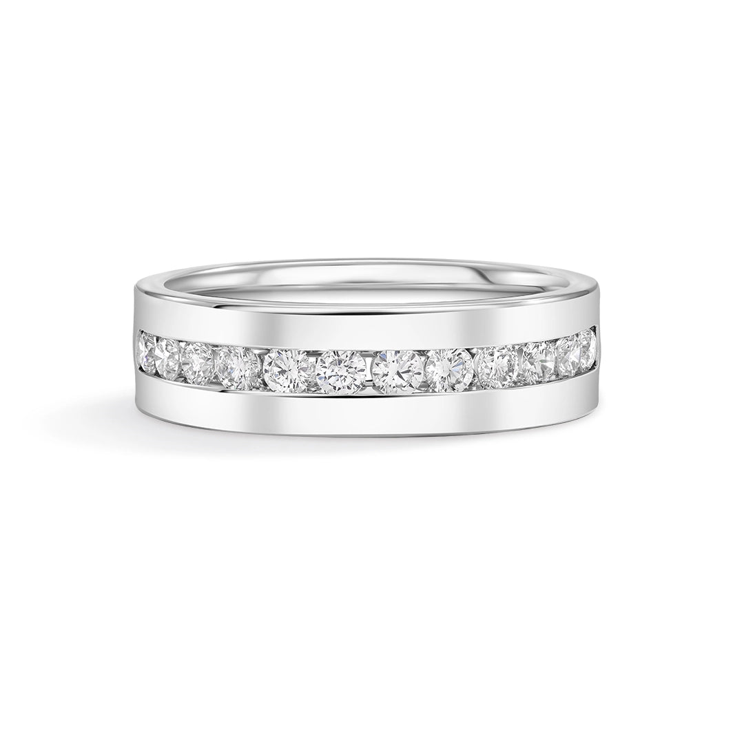 14K White Gold Mens Channel Set Diamond Band