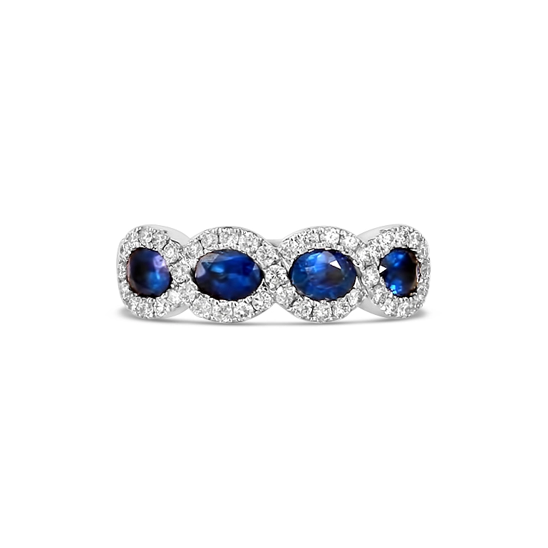 14K White Gold Sapphire and Diamond Ring