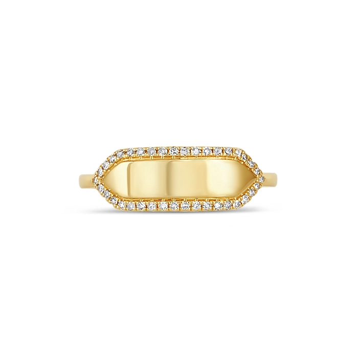 14K Yellow Gold Diamond ID Ring