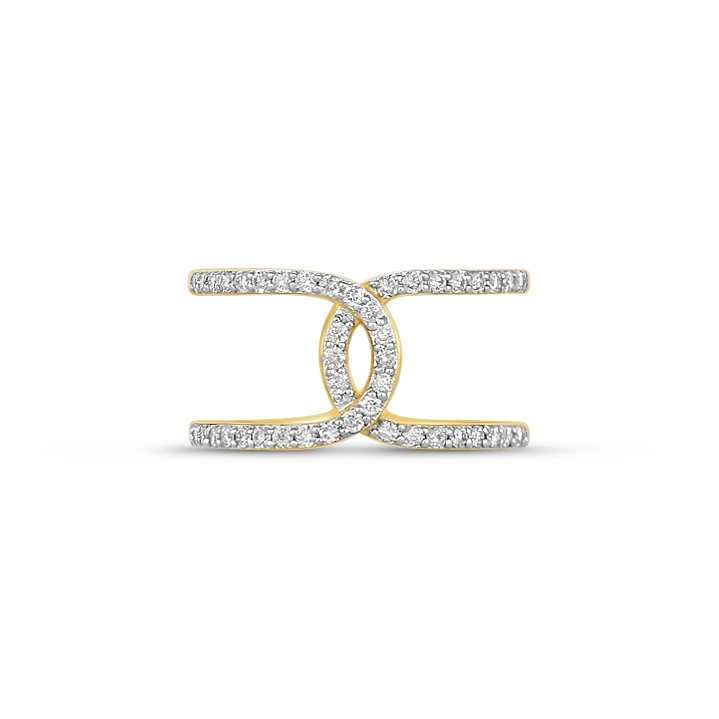 14K Yellow Gold Diamond Open Loop Ring