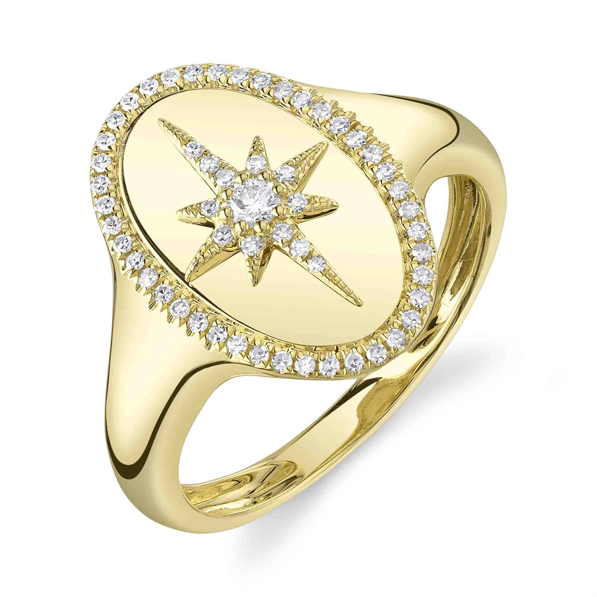 14K Yellow Gold Oval North Star Diamond Ring