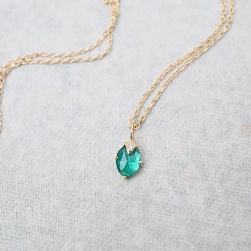 Emerald & Diamond Claw Necklace