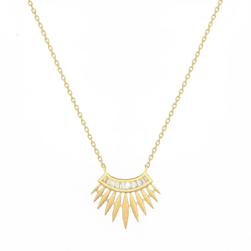 Baguette Diamonds Rising Sun Necklace