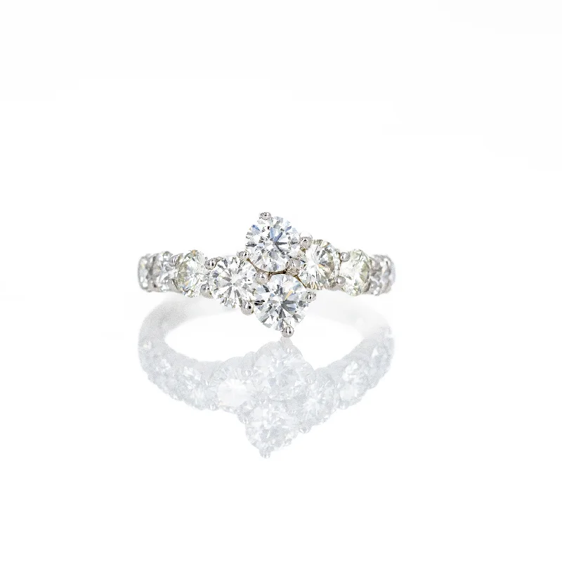 Platinum 2 Carat Round Diamond Bypass Ring