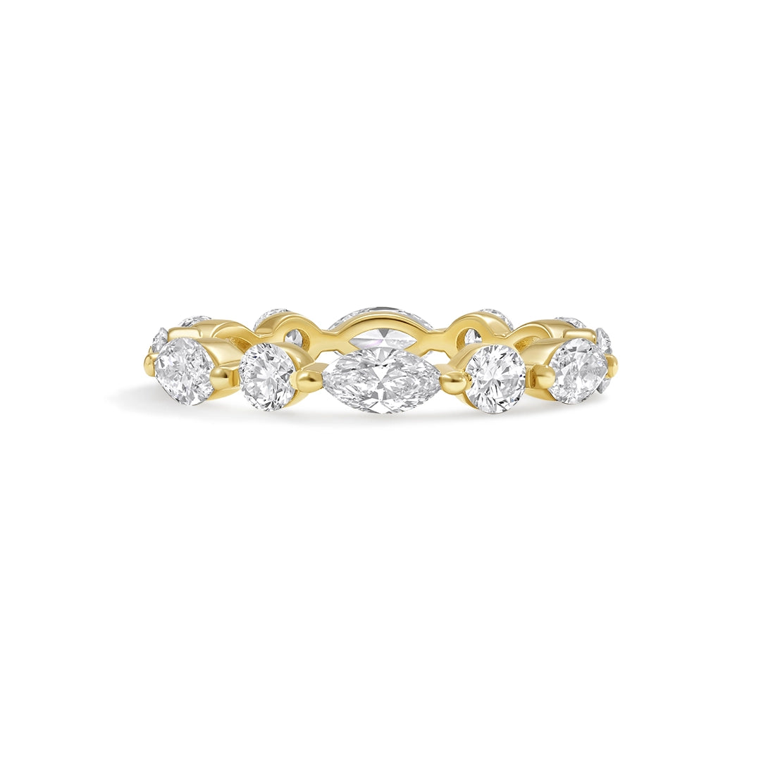 18K Yellow Gold Marquise and Round Diamond Eternity Band