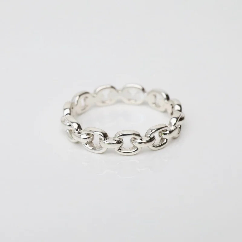 Sterling Silver Narrow Anchor Band Ring