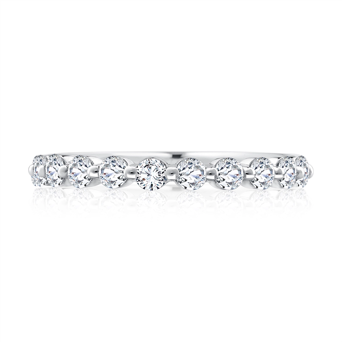 A. Jaffe 14K White Gold Bead Set Diamond Band