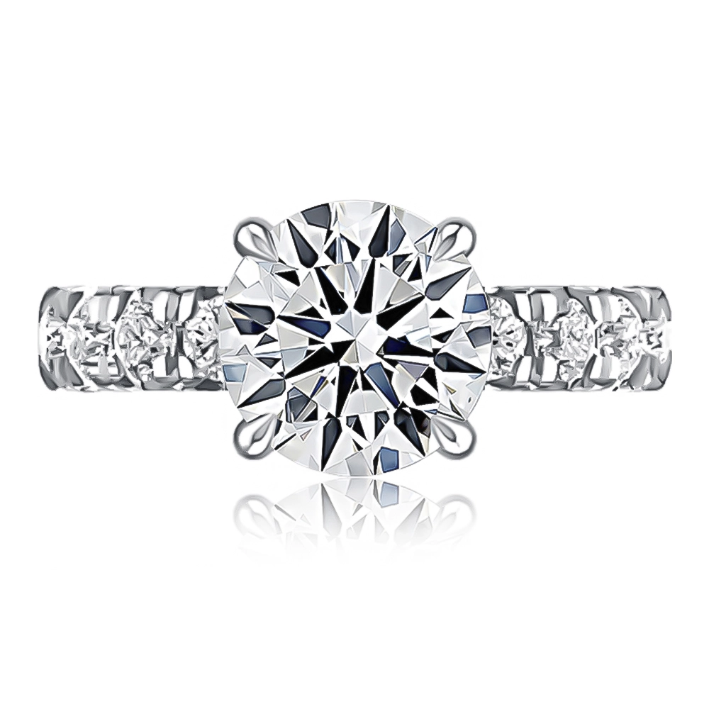 A. Jaffe 14K White Gold Diamond Semi-mount Ring with Hidden Halo