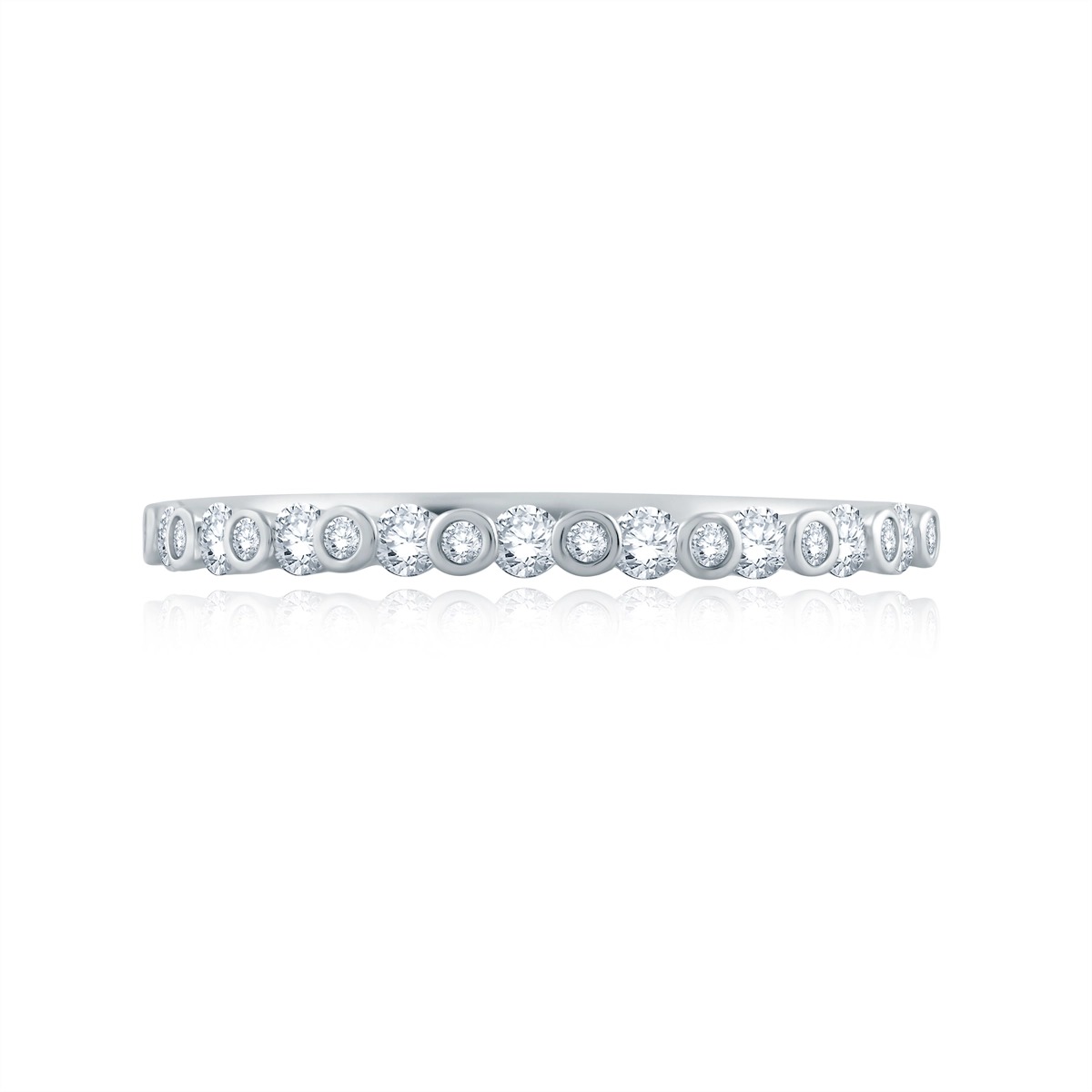 A. Jaffe 14K White Gold Half Bezel Set Diamond Band