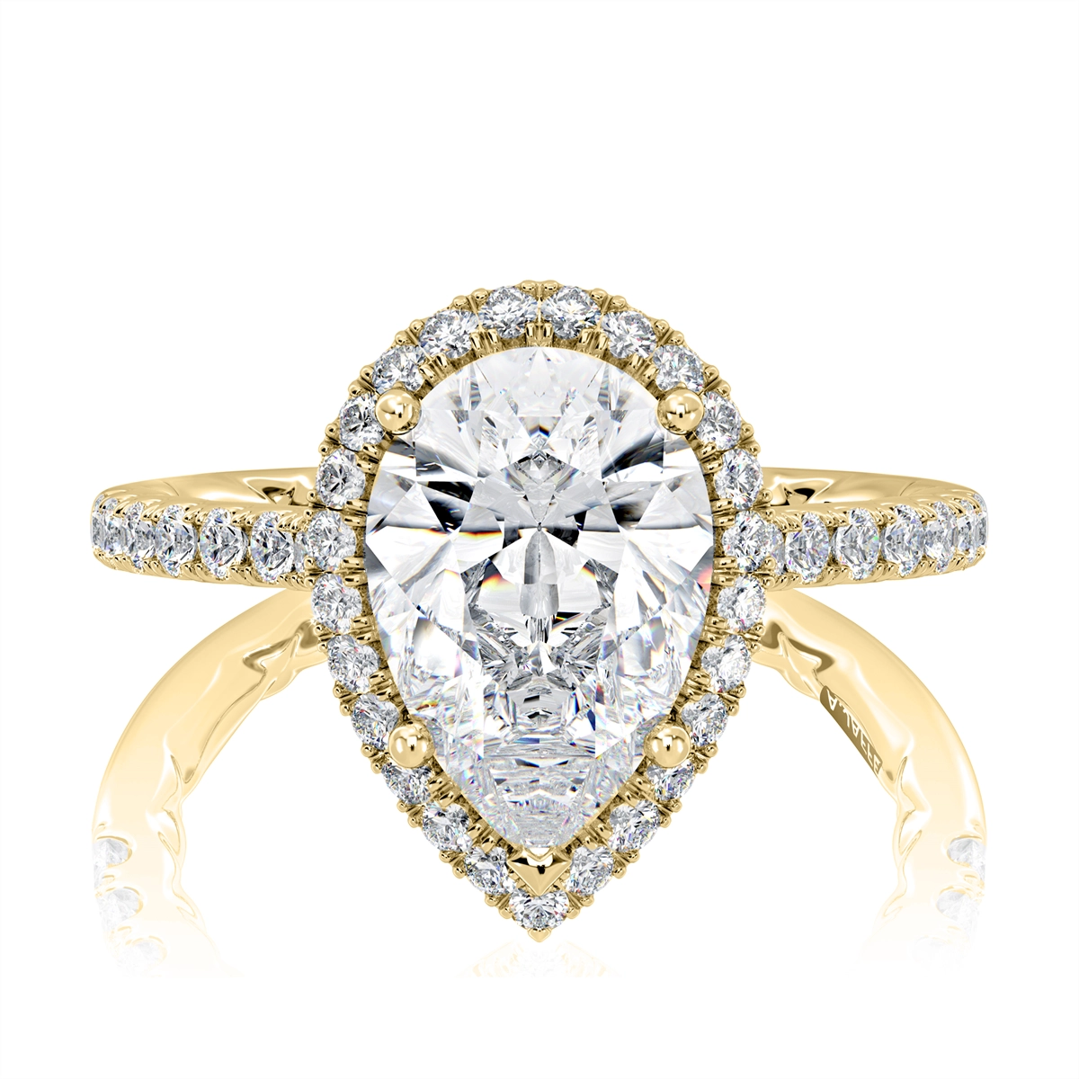 A. Jaffe 14K Yellow Gold Pear Halo Semi Mount Diamond Ring