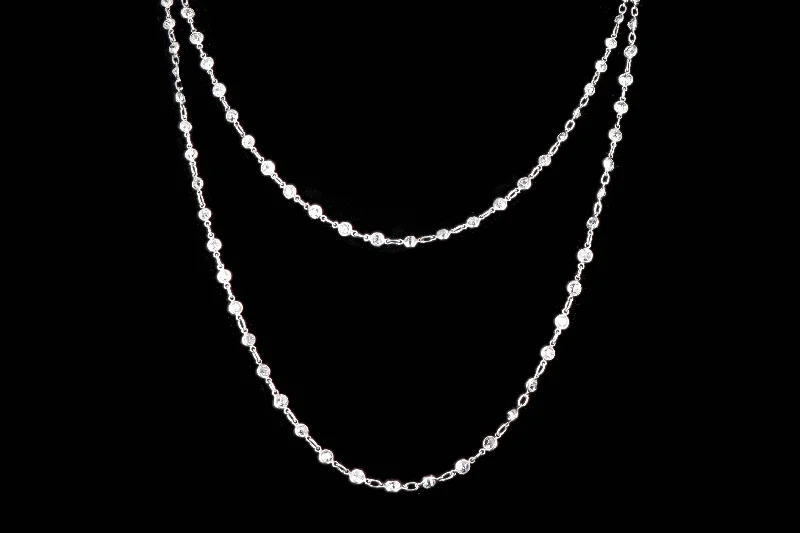 Art Deco Platinum 35 Carat Total Weight Old European Cut Diamond Necklace