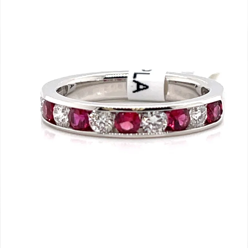 Bremer Jewelry Rubies and Diamonds Channel Set Fashion Ring in 950 Platinum (1.11ctw)