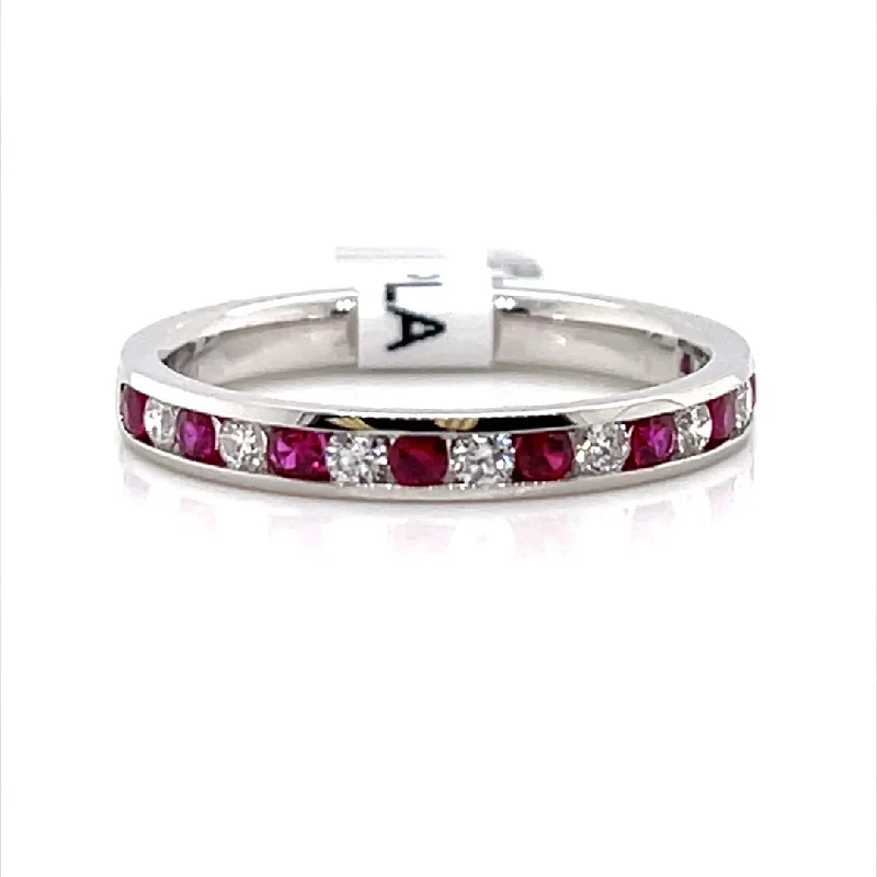 Bremer Jewelry Ruby and Diamond Channel Set Fashion Ring in Platinum (0.58ctw)