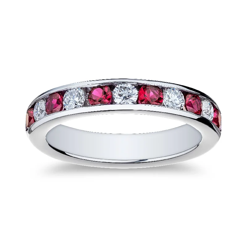 Bremer Jewelry Ruby and Diamond Channel Set Ring in Platinum (1.11ctw)