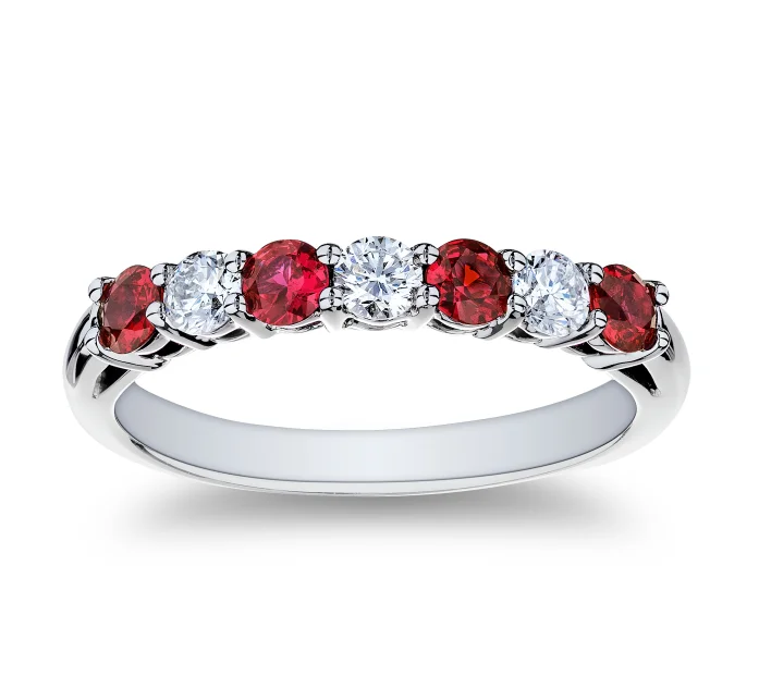 Bremer Jewelry Ruby and Diamond Half Anniversary Fashion Ring in Platinum (0.66xctw)