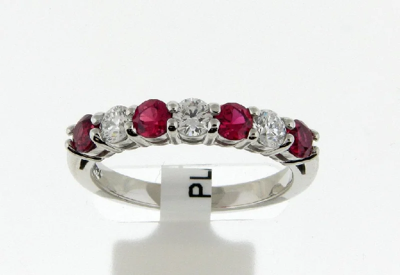 Bremer Jewelry Ruby and Diamond Half Anniversary Fashion Ring in Platinum (1.17ctw)