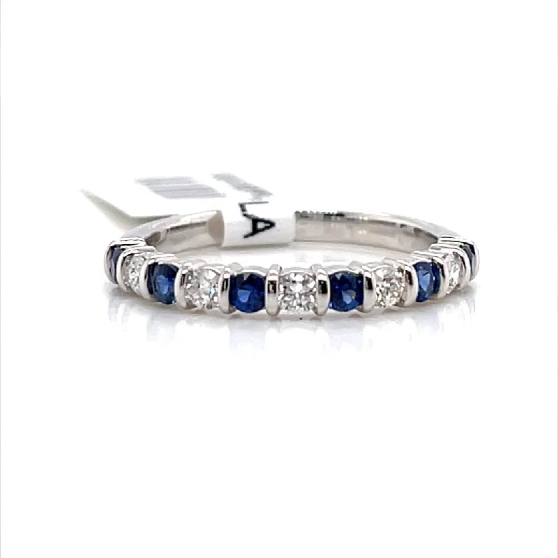 Bremer Jewelry Sapphire and Diamond Half Anniversary Fashion Ring in Platinum (0.64ctw)