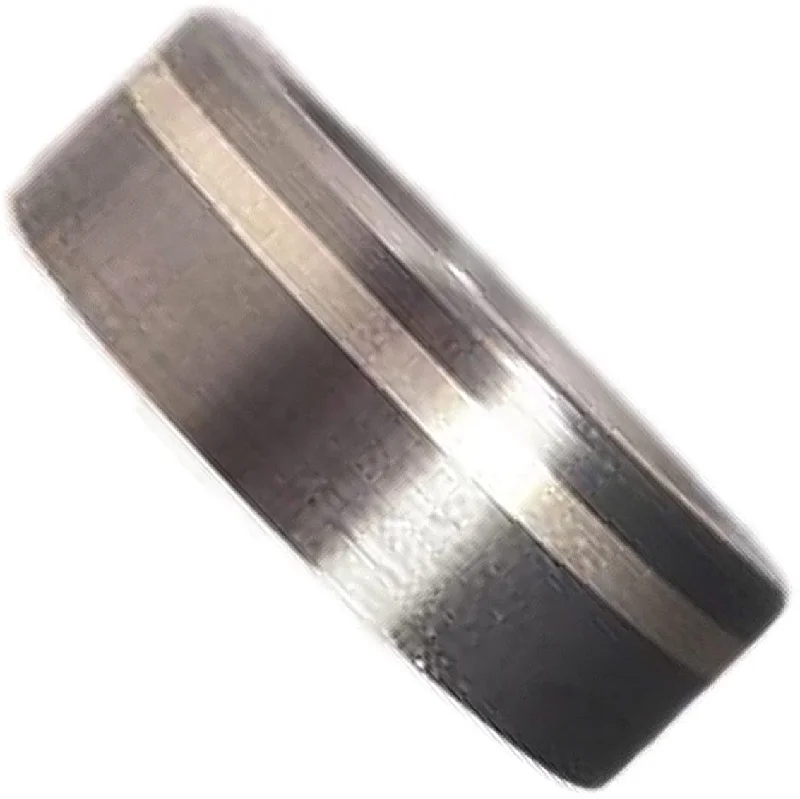 Brushed Satin Titanium, Inlaid Sterling Silver 7mm Comfort-Fit Ring, Size 9.25