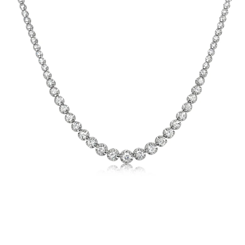 Graduated Diamond Buttercup Tennis Necklace