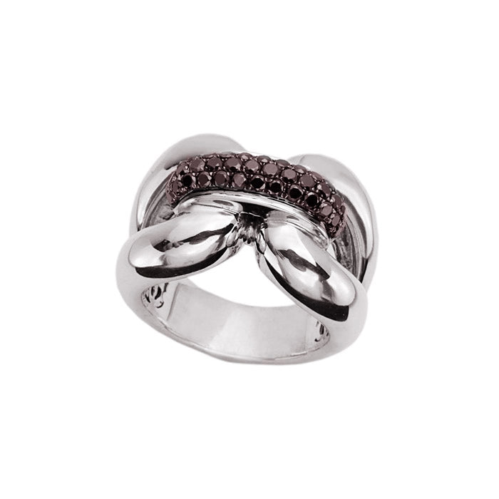 Charles Krypell Sterling Silver & 14K White Gold Brown Diamond Ring