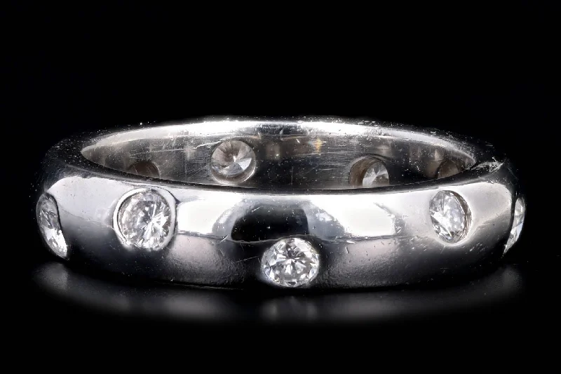 Platinum 0.40 Carat Total Weight Round Brilliant Diamond Bezel Set Band