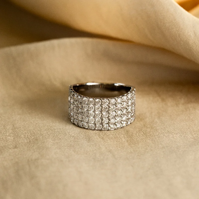 Platinum 1.9 Carat Diamond Pave Wide Band