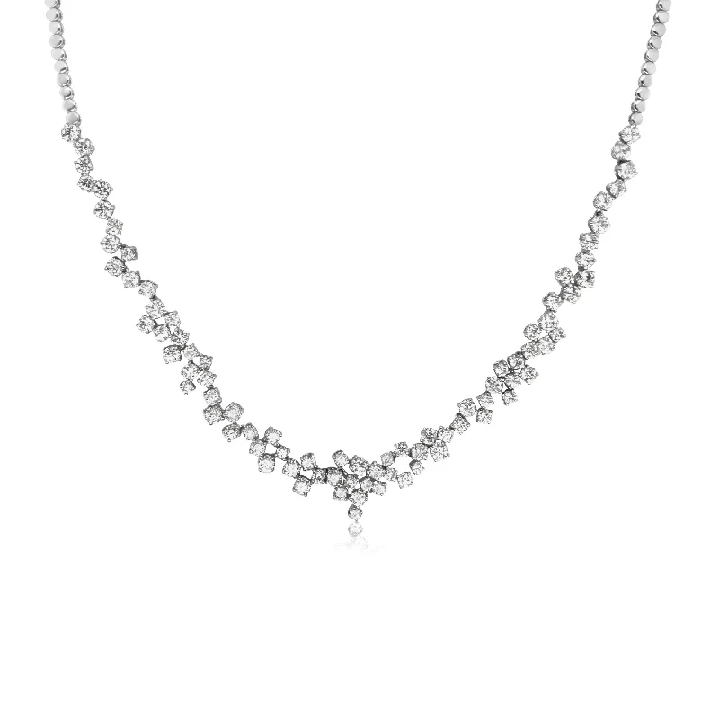 Diamond Cluster Drop Necklace