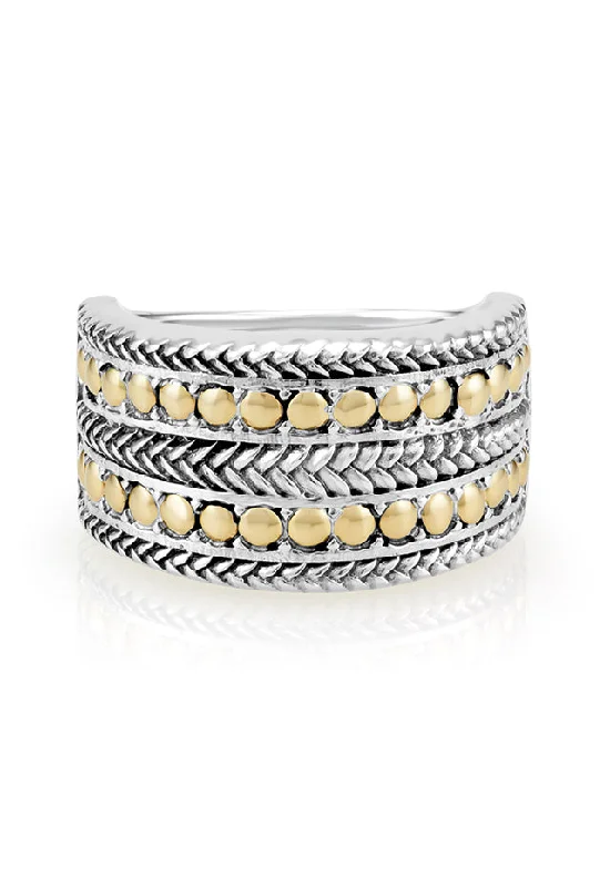 925 Sterling Silver and 18K Yellow Gold Accented Ring