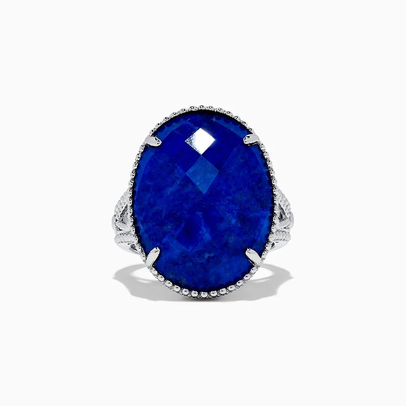 925 Sterling Silver Lapis Lazuli Cocktail Ring, 13.85 TCW