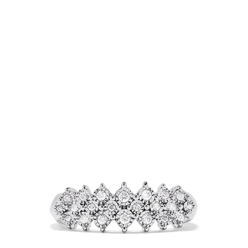 925 Sterling Silver Diamond Ring, 0.20 TCW