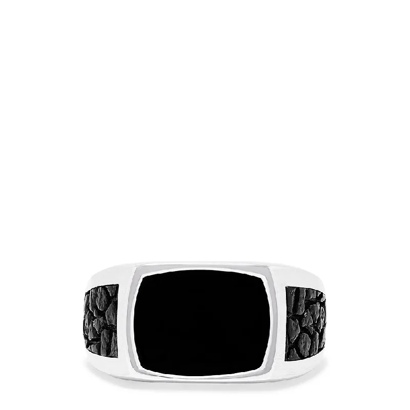 Men's Sterling Silver Onyx Ring, 2.15 TCW