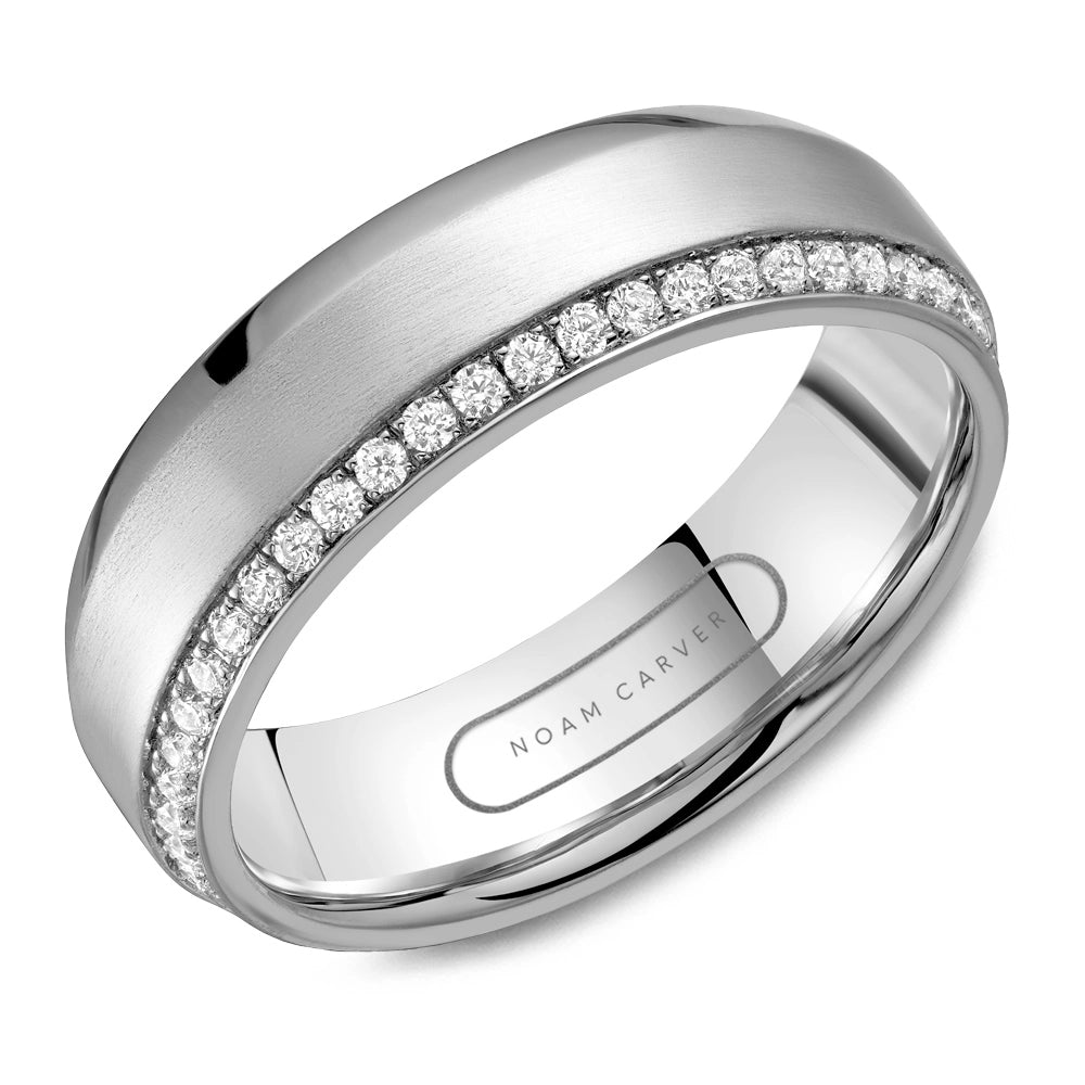 Gents 14K White Gold Band with Diamonds on Edge