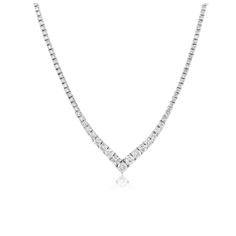 Graduated Diamond V Tennis Necklace