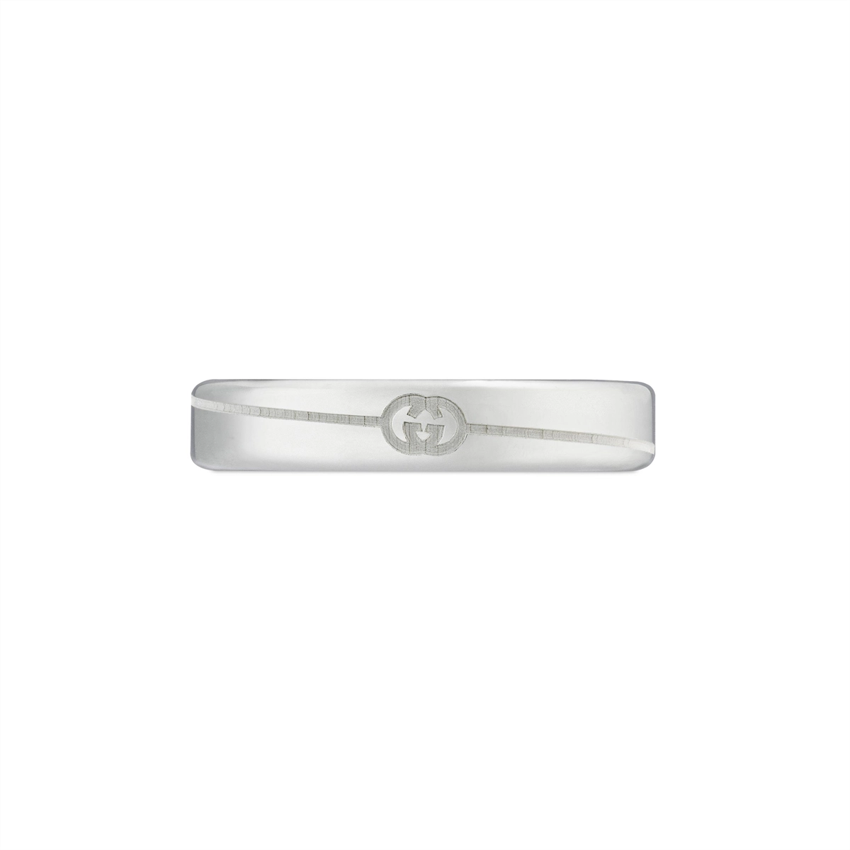 Gucci Sterling Silver 4mm Tag Band Ring