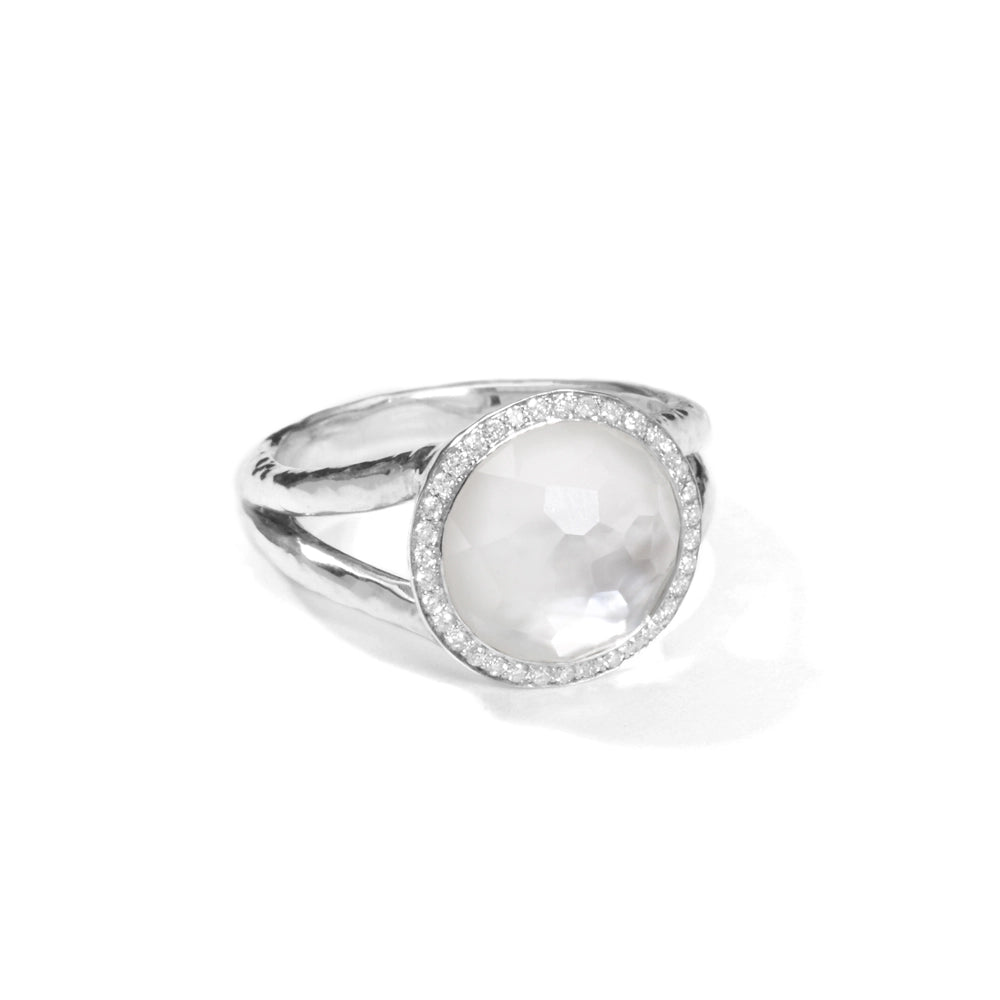 Ippolita Sterling Silver Lollipop Mini Ring in Mother of Pearl Doublet with Diamonds