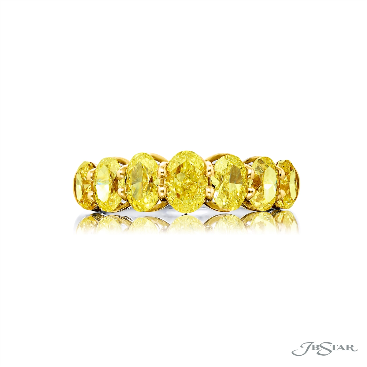 JB Star Platinum and 18K Yellow Gold Yellow Oval Cut Diamond Band