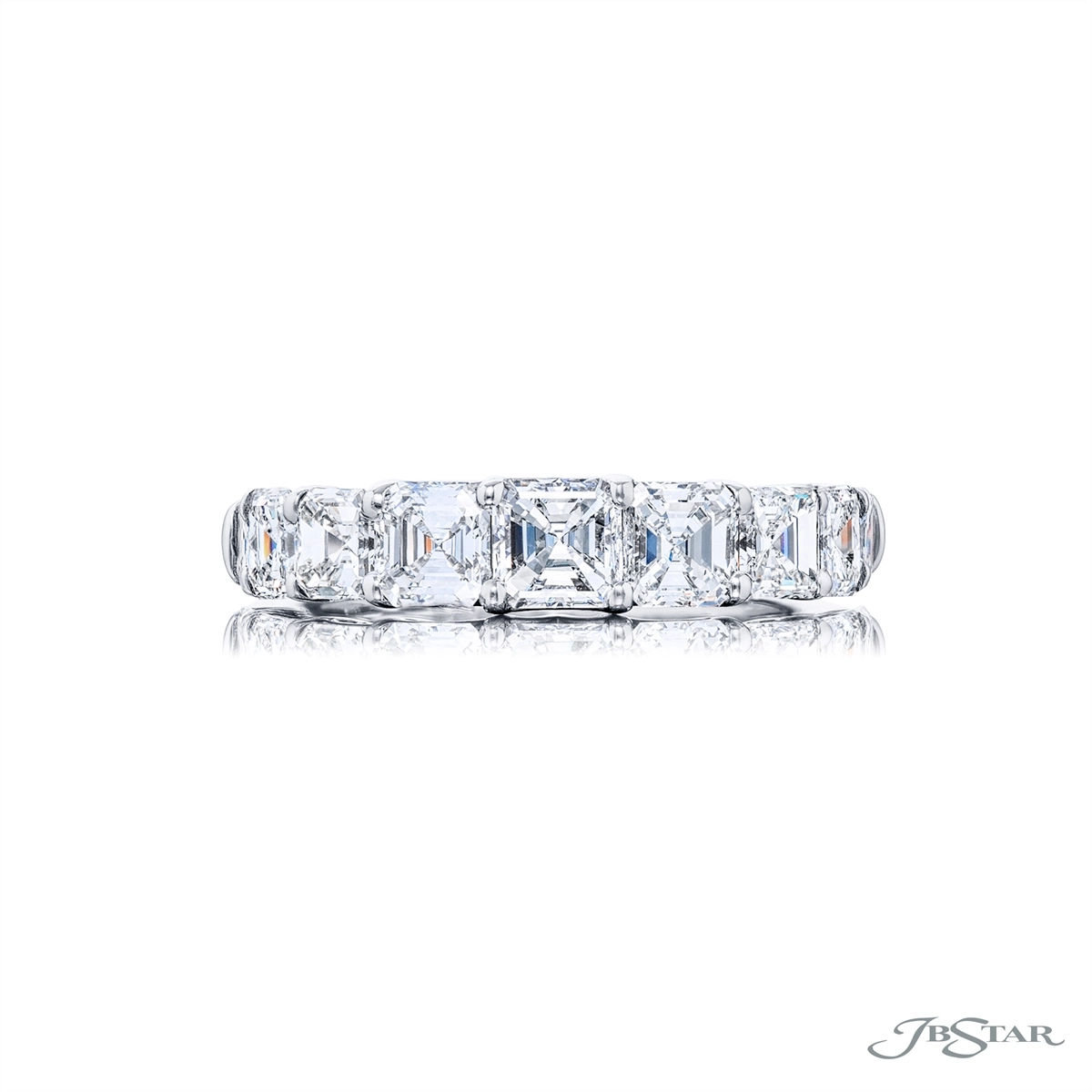 JB Star Platinum Asscher Cut Diamond Band