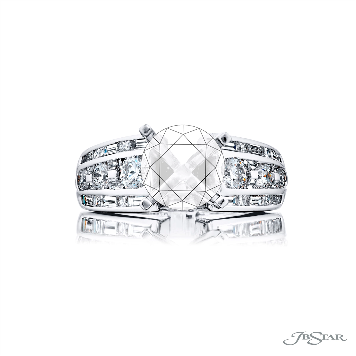 JB Star Platinum Diamond 3-Row Channel Set Ring