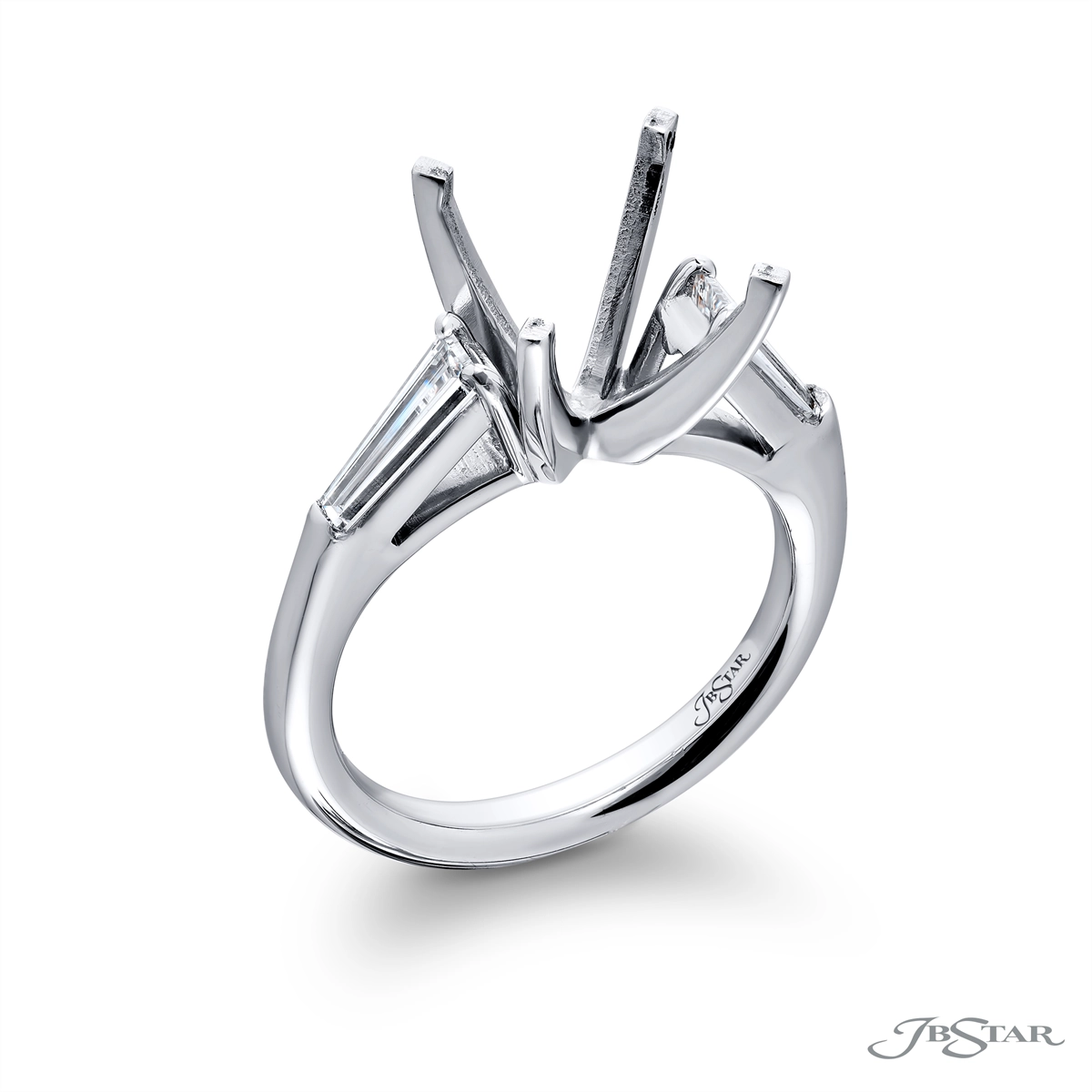 JB Star Platinum Diamond 3-Stone Semi-mount Ring