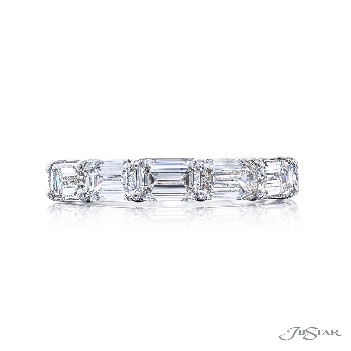 JB Star Platinum Emerald Cut Diamond Band