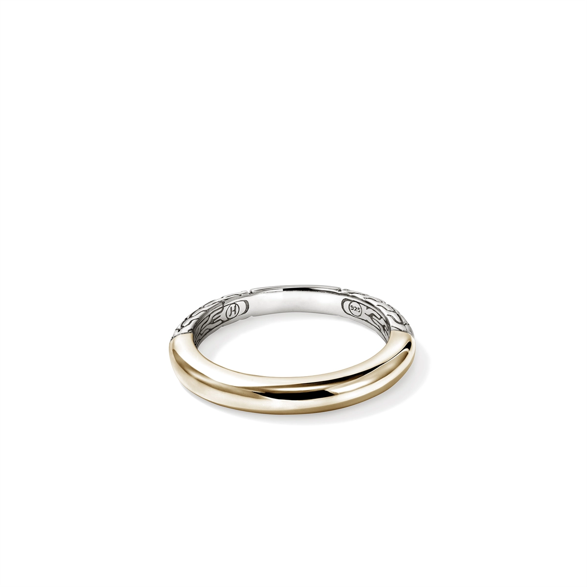 John Hardy Essentials Silver and 14K Gold 3mm Band Ring