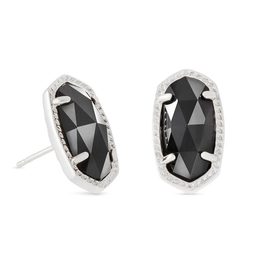 Kendra Scott Ellie Earring in Silver with Black Opaque Glass