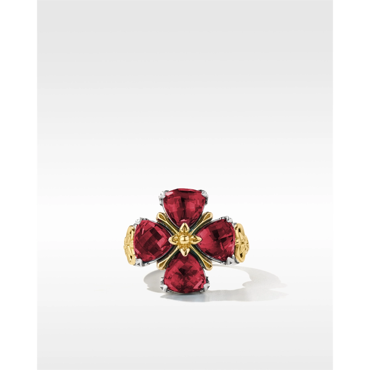 Konstantino Anthos Collection Silver and Gold Clover Corundum Ring