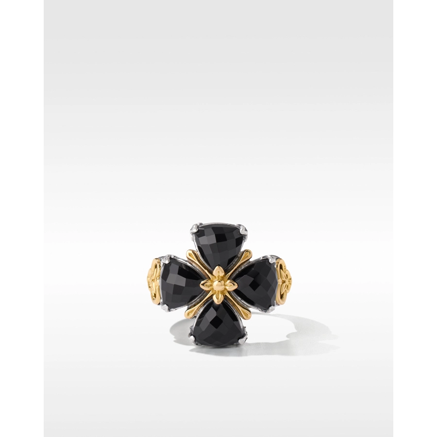 Konstantino Anthos Collection Silver and Gold Prism Black Onyx Ring