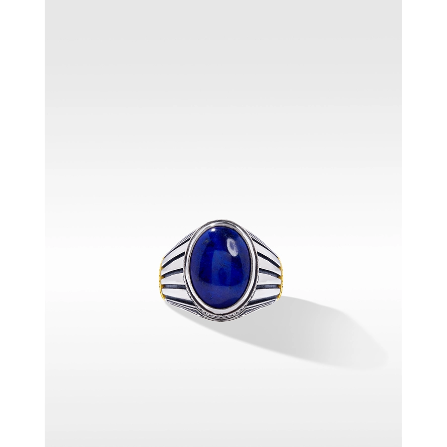 Konstantino Mens Silver and 18K Gold Lapis Ring