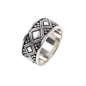 Konstantino Mens Sterling Silver Classics Etched Band Ring