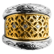 Konstantino Silver and 18K Gold Classics Diamond Filigree Ring