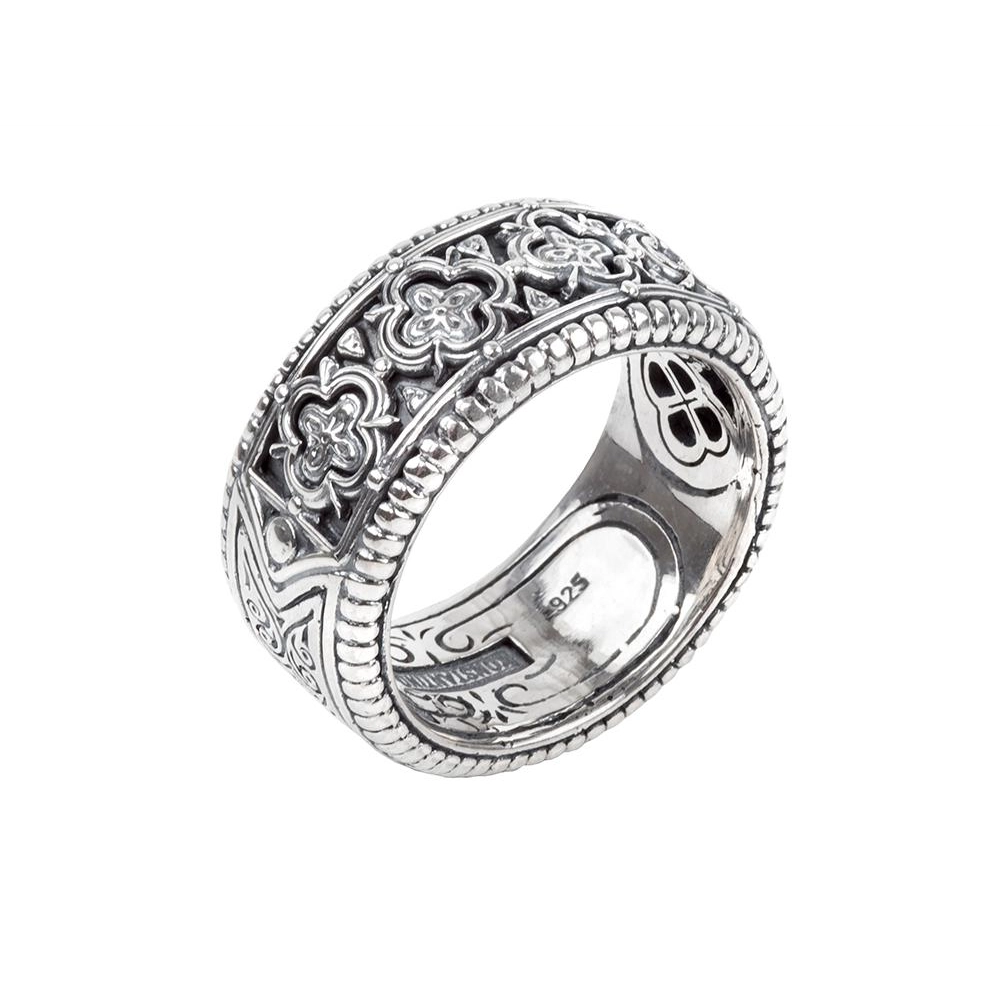 Konstantino Silver Zeus Clover Band Ring